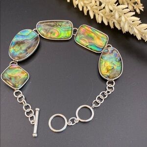 Lucas Lameth 925 Sterling Silver Abalone Shell Bracelet
